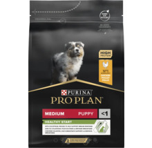 Hrană uscată Purina Pro Plan Healthy Start pentru căței de talie medie sub un an, cu pui, conținut ridicat de proteine, fără coloranți adăugați.
