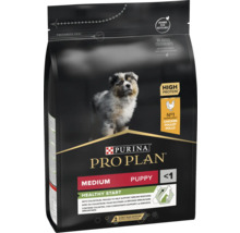 Purina Pro Plan Medium Puppy Healthy Start, hrană uscată pentru căței de talie medie sub un an cu pui, ambalaj reciclabil.