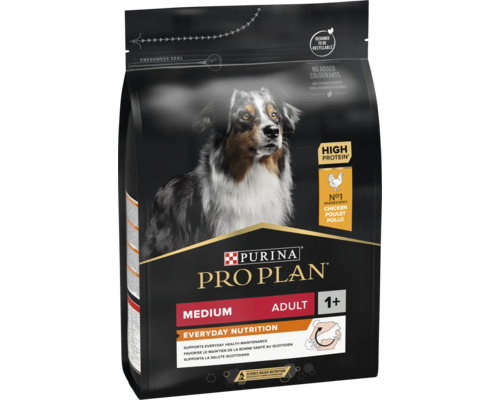 Purina Pro Plan hrană pentru câini Medium Adult Everyday Nutrition cu pui pentru câini adulți de peste un an.