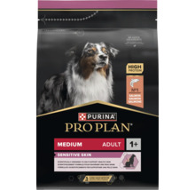 Hrană pentru câini Purina Pro Plan Medium Adult Sensitive Skin cu somon pentru câini adulți de talie medie cu piele sensibilă.
