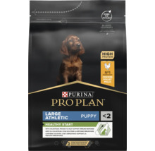 Hrană uscată Purina Pro Plan Large Athletic Puppy Healthy Start cu pui pentru căței de talie mare cu constituție atletică.