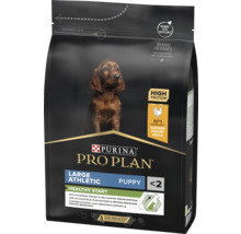 Purina Pro Plan cățeluși Healthy Start, talie mare atletică, pui, proteine ridicate, fără coloranți, sac de 3 kilograme.
