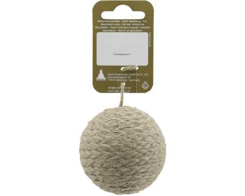 Bilă decorativă din frânghie naturală cu agățătoare din carton Bilă decorativă din frânghie naturală cu agățătoare din carton