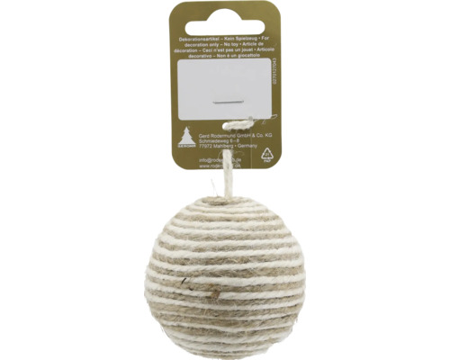 Glob de Crăciun decorativ din iută și frânghie albă cu buclă de agățare. Glob de Crăciun decorativ din iută și frânghie albă cu buclă de agățare.