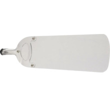 Pală de schimb albă pentru ventilator de tavan cu suport metalic cromat.