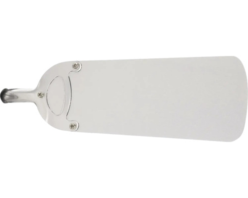 Pală de schimb albă pentru ventilator de tavan cu suport metalic cromat.