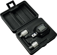 Set adaptor de cuplu digital cu două adaptoare pentru chei tubulare în carcasă de plastic neagră.