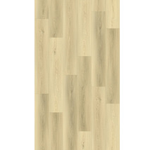 Pardoseală laminată cu aspect de stejar deschis și nervuri naturale ale lemnului.