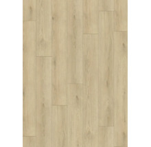 Pardoseală laminată sau din vinil cu aspect de stejar deschis și textură naturală a lemnului, montată în model de lamele.