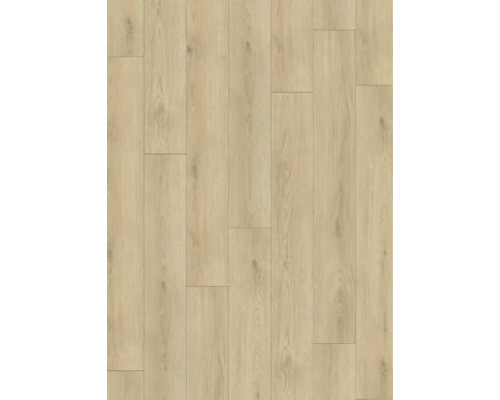 Pardoseală laminată sau din vinil cu aspect de stejar deschis și textură naturală a lemnului, montată în model de lamele.