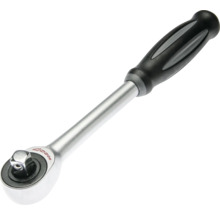 Clichet reversibil din metal cu mâner ergonomic din plastic negru.