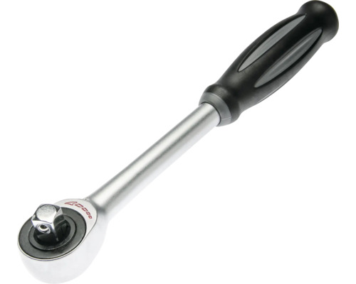 Clichet reversibil din metal cu mâner ergonomic din plastic negru.