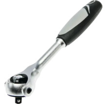 Clichet reversibil argintiu din metal cu mâner ergonomic negru-gri și antrenare pătrată.