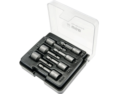 Set de 7 chei tubulare WGB din metal în cutie de plastic cu tijă hexagonală.