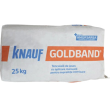Tencuială de ipsos Knauf Goldband cu aplicare manuală pentru interior în sac de 25 kilograme.