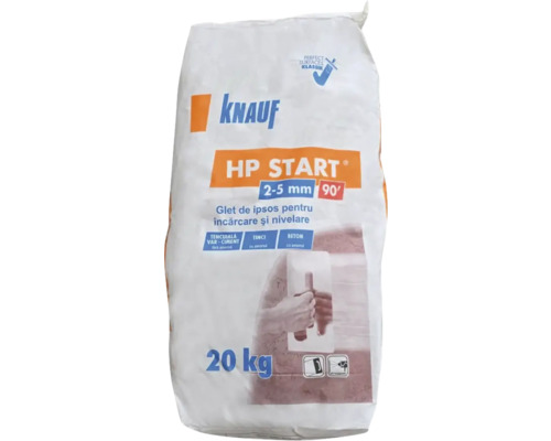 Knauf HP Start glet de ipsos pentru încărcare și nivelare, strat 2 până la 5 milimetri, sac de 20 kilograme.