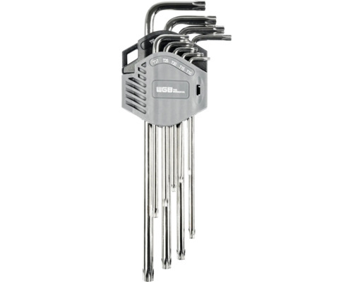 Set de chei imbus WGB pentru șuruburi Torx mărimile T10 până la T50 în suport din oțel.