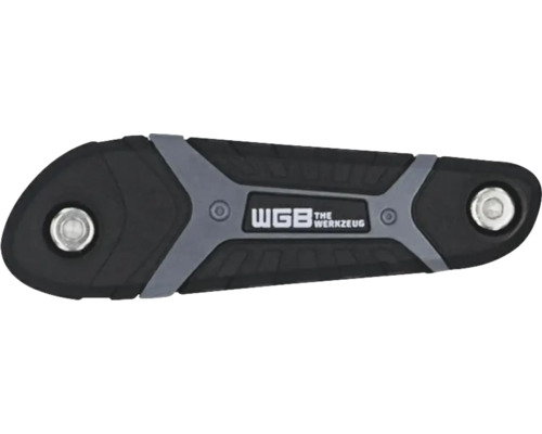 Suport pliabil WGB negru și gri pentru set de chei imbus cu mâner ergonomic și WGB Logo.