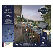 Ghirlandă luminoasă solară Lumineo cu 240 de leduri multicolore, lungime 18 metri, efect de sclipire, panou solar și conexiune USB.