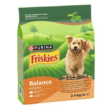 Hrană pentru câini Purina Friskies Balance cu pui, vită și legume, 2,4 kilograme.