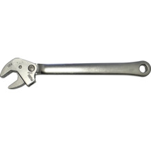 Cheie reglabilă din metal cu reglaj prin buton și orificiu de agățare.