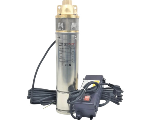 Pompă submersibilă de mare adâncime Vector Pump Stream 100CB din oțel inoxidabil cu cap din alamă, panou de comandă și cablu.