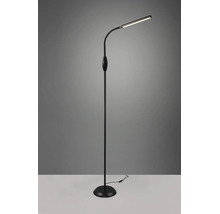 Lampadar LED negru modern cu braț flexibil și bază rotundă.