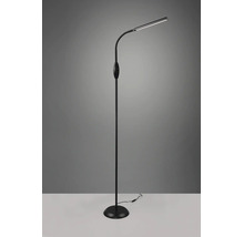 Lampadar LED negru cu braț flexibil și cap de iluminare plat.
