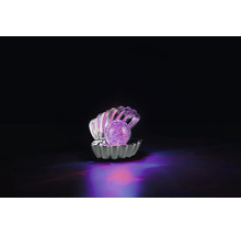 Scoică decorativă argintie cu bilă sclipitoare mov luminoasă
