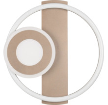 Plafonieră LED modernă cu design geometric, cu elemente circulare și rectangulare din metal și plastic.