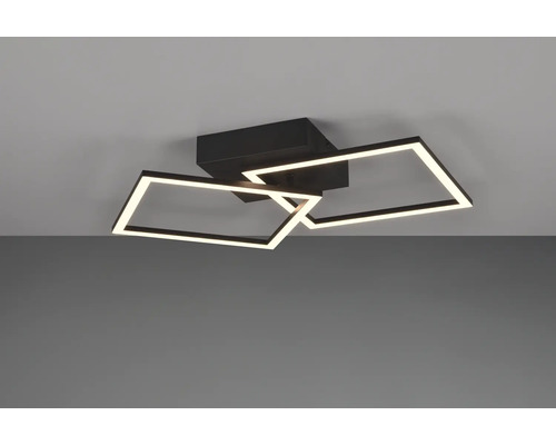 Plafonieră LED modernă neagră, cu două elemente luminoase dreptunghiulare suprapuse.