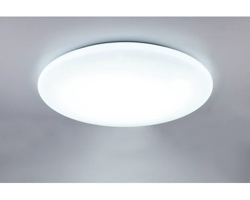 Plafonieră LED rotundă aprinsă.