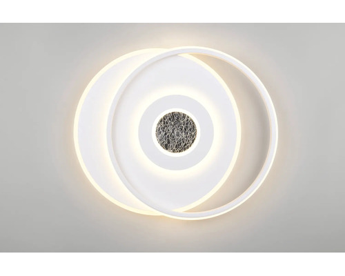 Plafonieră LED modernă cu design circular, cercuri suprapuse și un centru texturat.
