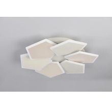 Plafonieră modernă cu șase panouri LED pentagonale suprapuse, design plat.