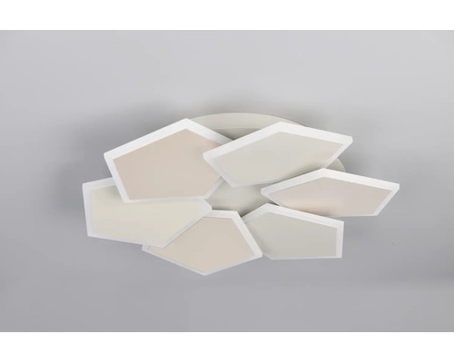 Plafonieră modernă cu șase panouri LED pentagonale suprapuse, design plat.