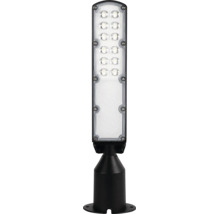 Corp de iluminat exterior cu LED îngust cu suport, mai multe diode LED și carcasă robustă.