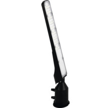 Corp de iluminat exterior cu LED, negru, de formă alungită, cu cap pivotant și mai multe diode emițătoare de lumină.