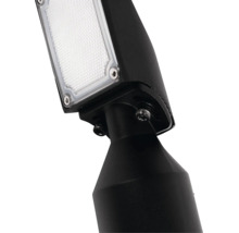 Proiector LED reglabil negru cu capac din sticlă structurată.
