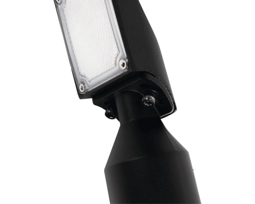 Proiector LED reglabil negru cu capac din sticlă structurată.