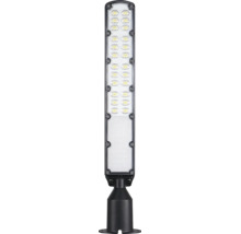 Corp de iluminat exterior vertical subțire cu LED, cu 24 de cipuri LED, capac transparent și bază de montare neagră.