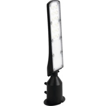 Lampă de exterior cu LED subțire cu carcasă neagră și bază rotundă.