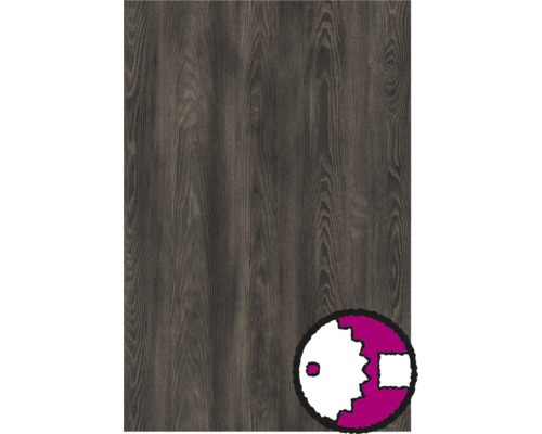 Blat de lucru cu aspect de lemn închis și simbol pentru debitare la dimensiune