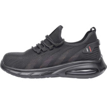 Pantof de protecție negru, design sport tip sneaker, cu material exterior texturat și talpă amortizată.