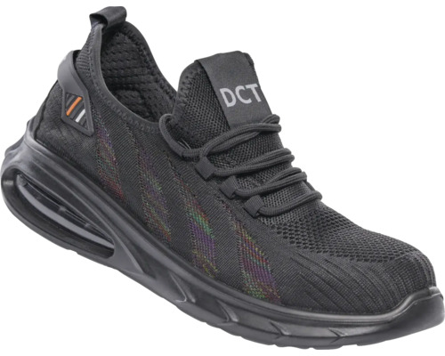 Pantof de protecție negru DCT, design tip sneaker, cu talpă cu amortizare și șireturi.