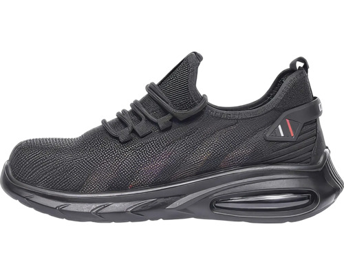 Pantof de lucru negru în stil sneaker cu șireturi și talpă cu pernă de aer