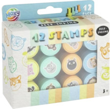 Moxy pachet de 12 ștampile auto-tușante cu diferite motive de animale.