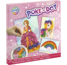 Set creativ Moxy Poke-A-Dot pentru copii de la 3 ani cu motive de prințesă unicorn și curcubeu inclusiv suport de spumă și textile