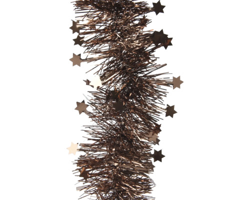 Ghirlandă de Crăciun strălucitoare din beteală decorată cu steluțe. Ghirlandă de Crăciun strălucitoare din beteală decorată cu steluțe.
