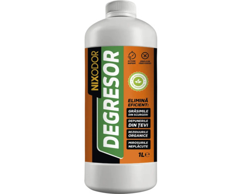 Nixodor Degresor și curățător de scurgeri, 1 litru, fără clor, fără fosfați și complet biodegradabil.
