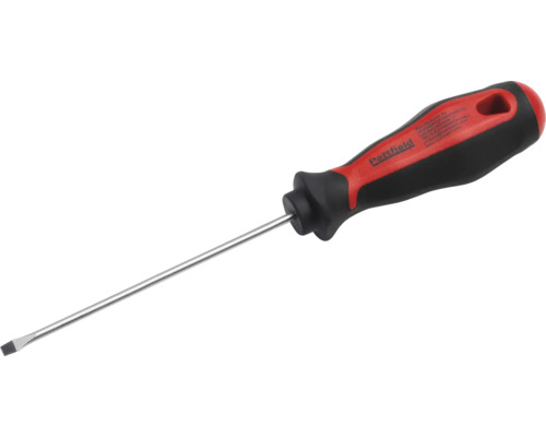 Șurubelniță plată Pattfield cu mâner ergonomic și tijă rotundă din oțel.